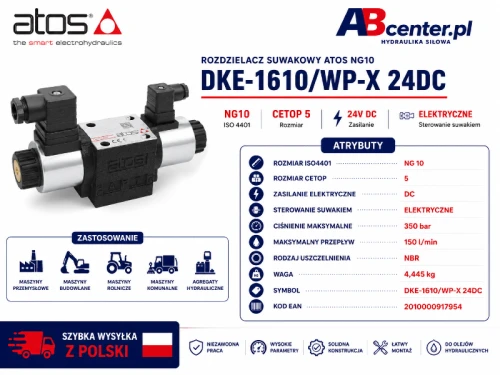 Rozdzielacz suwakowy Atos NG10 DKE-1610/WP-X 24DC