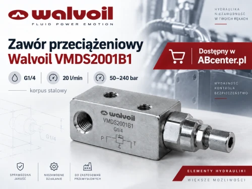Zawór przeciążeniowy Walvoil VMDS2001B1 G1/4 20 l/min 50–240 bar stal