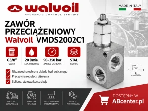 Zawór przeciążeniowy Walvoil VMDS2002C1 G3/8 20 l/min 90–350 bar stal