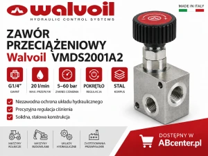 Zawór przeciążeniowy Walvoil VMDS2001A2 G1/4 20 l/min 5–60 bar pokrętło stal