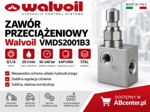 Zawór przeciążeniowy Walvoil VMDS2001B3 G1/4 20 l/min 50–240 bar kapturek stal