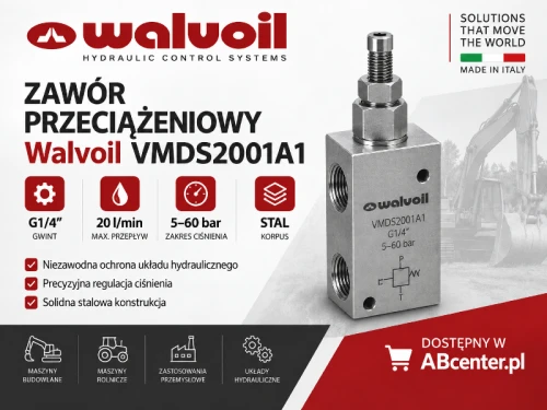 Zawór przeciążeniowy Walvoil VMDS2001A1 G1/4 20 l/min 5–60 bar stal