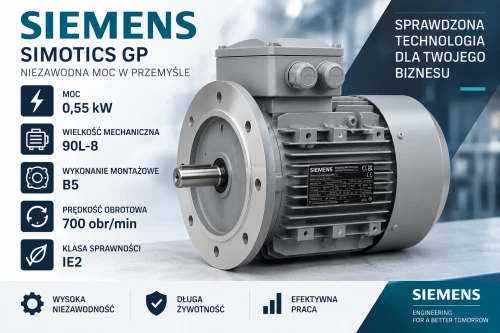 Silnik elektryczny Siemens 1LE1001-0ED42-2FA4 0,55kW 90L-8 B5 IE2 700 obr/min