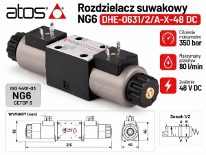Rozdzielacz suwakowy NG6 Atos DHE-0631/2/A-X-48 DC