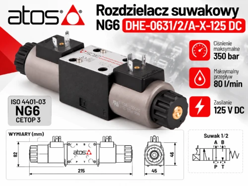 Rozdzielacz suwakowy NG6 Atos DHE-0631/2/A-X-125 DC