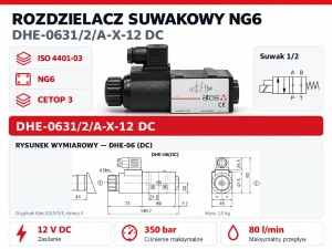 Rozdzielacz suwakowy NG6 Atos DHE-0631/2/A-X-12 DC