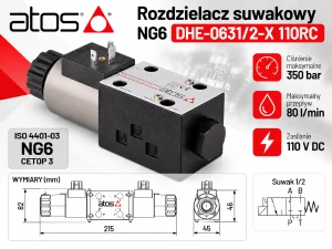 Rozdzielacz suwakowy NG6 Atos DHE-0631/2-X 110RC