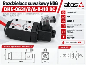 Rozdzielacz suwakowy NG6 Atos DHE-0631/2/A-X-110 DC