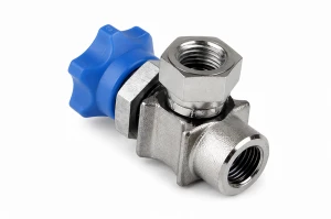 Zawór odcinający do manometru 1/4” F-F 90° z przeciwnakrętką EM9001BD