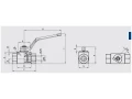 Rysunek techniczny zaworu Gemels GE1 G 1/2 BSP z wymiarami