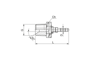 Końcówka do węża pomiarowego DN3 prosta z gwintem zewnętrznym stożkowym AGN C71-03 NPTF 1/8" 44MF8003