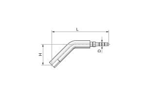 Końcówka do węża pomiarowego DN3 kolanko 45st. rurkowa BEL45 P35-03 rurka 4 LL 34R70043