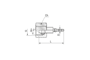 Końcówka do węża pomiarowego DN4 prosta z nakrętką, osłoną na tuleje DKR C11-04 G1/4" 38140004