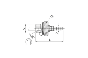 Końcówka do węża pomiarowego DN4 prosta z gwintem zewnętrznym, osłoną na tuleje AGR C21-04 G1/4" 44MFM144 uszczelnienie podkładką miedzianą (brak w zestawie)