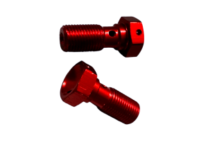 Śruba banjo M10x1 aluminiowa czerwona 29 mm – klucz 14 mm