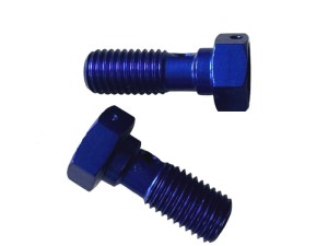 Śruba banjo M10x1 aluminiowa niebieska – 29 mm, klucz 14