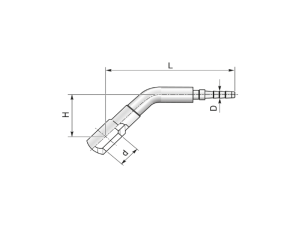 Końcówka do węża pomiarowego DN4 kolanko 45st. oczkowa z osłoną na tuleje RNM45 P05-04 rozmiar 10mm 42R00044